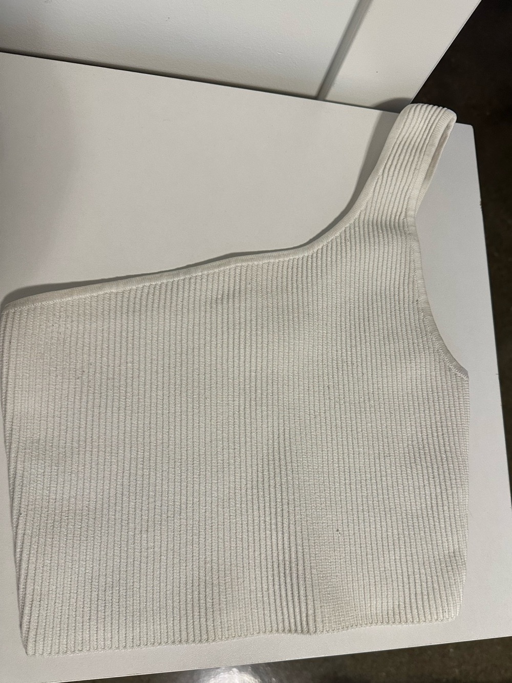 Babaton One-Shoulder Ribbed Crop Top - Cream